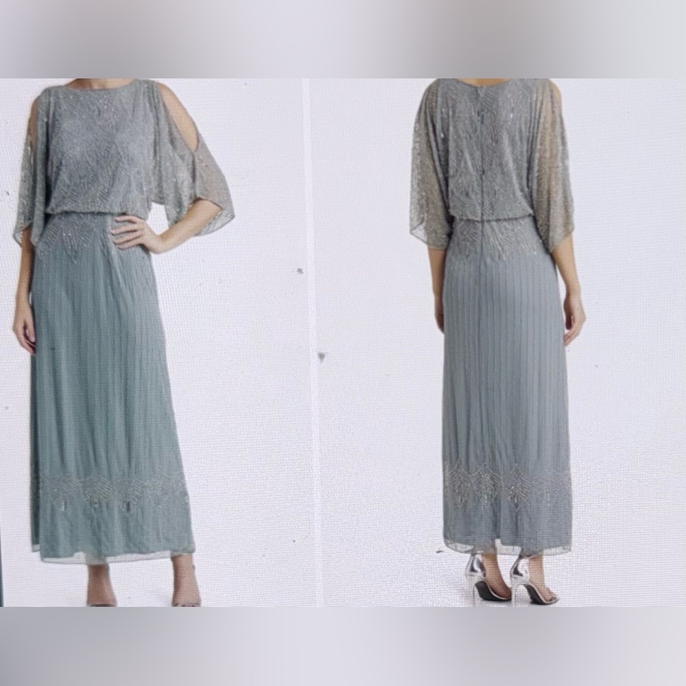 Nordstrom Pisarro Nights Teal Beaded Cold Shoulder Dress-Size 16 NWT